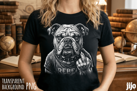 Bulldog Rebel Grumpy Dog PNG: Attitude in Design