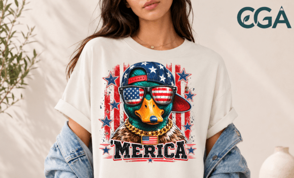 Cool Merica Patriotic Duck PNG: Bold Street Style Design