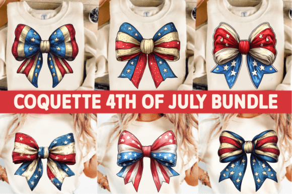 Elevate Your Patriotism: The 4th of July Coquette Bow USA PNG Bundle