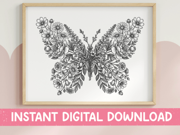 Floral Butterfly SVG PNG Ink Art: A Designer's Detailed Asset