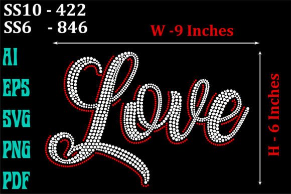 Love Text Rhinestones Template