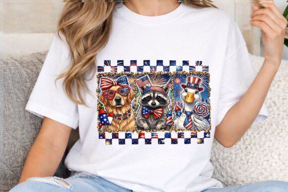 Patriotic Animals PNG: Dog, Raccoon & Goose Design