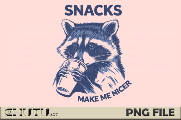 Raccoon Snacks PNG: A Cute Quote for Relatable Designs