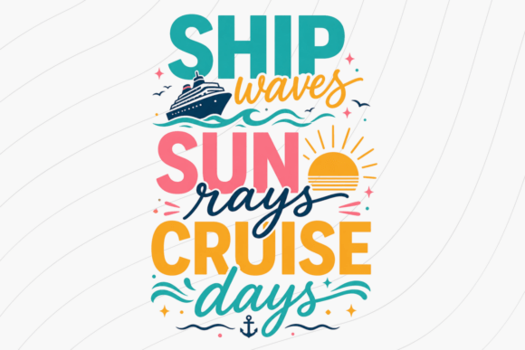 Ship Waves Sun Rays Cruise Days PNG: Nautical Design Asset