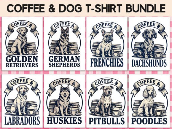 Stylish Dog Mom Design: Coffee & Dog Lover PNG Bundle