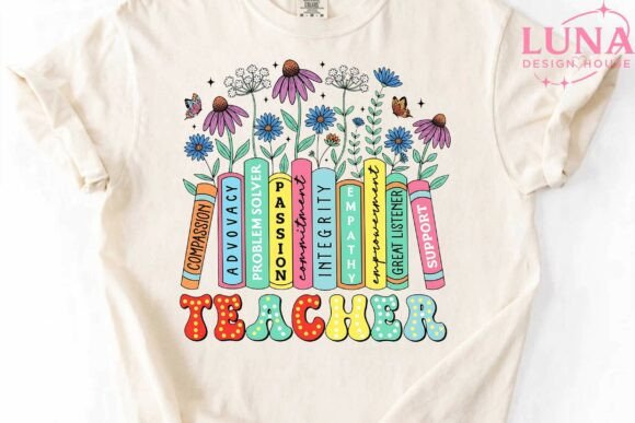 Teacher Book Spines Floral PNG Clipart: A Design Essential