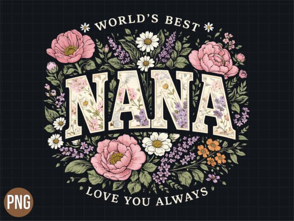 Worlds Best Nana Floral Best Day PNG: A Designer's Asset